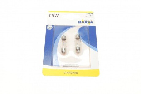 Автолампа C5W 24V 5W SV8.5 (11x35mm) (блістер/к-кт 2шт) (opt-om) NARVA 171364000
