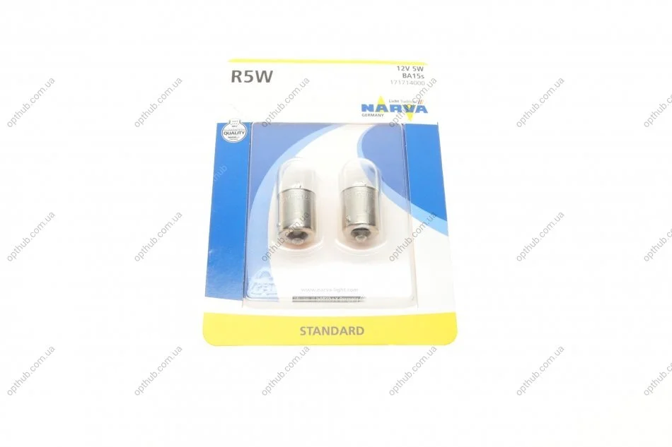 Автолампа R5W 12V 5W BA15s Standard (блистер/к-кт 2шт.) (opt-om) NARVA 171714000 (фото 1)