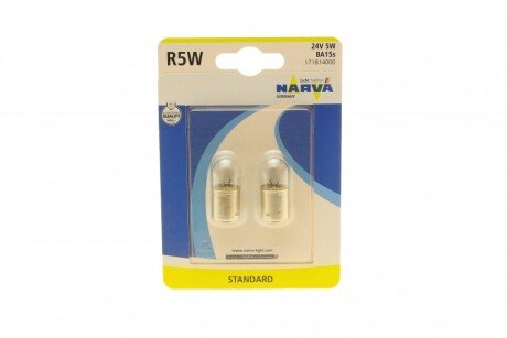 Автолампа R5W 24V 5W BA15s Standard (блістер/к-кт 2шт) (opt-om) NARVA 171814000