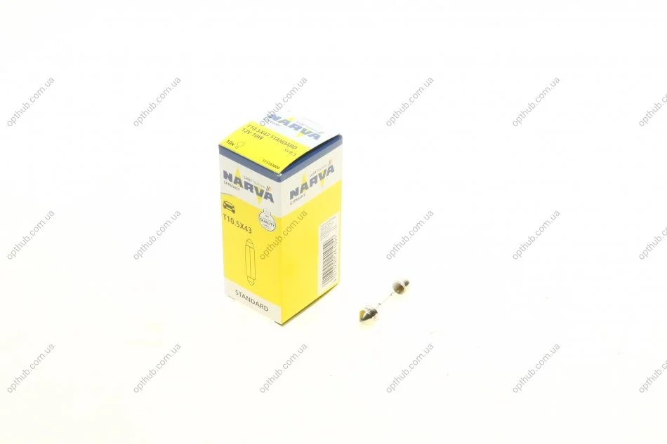 Автолампа C10W 12V 10W SV8.5 Standard (L=41/d=11) (opt-om) NARVA 173143000 (фото 1)