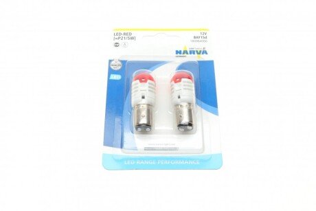 Автолампа P21/5W 12V 21/5W BAY15d (LED) (червона) (к-кт 2 шт).) UA63 NARVA 180964000