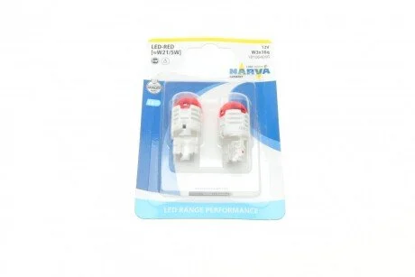 Автолампа W21/5W 12V 21/5W W3x16q (LED) (червона) (к-кт 2шт).) UA63 NARVA 181064000