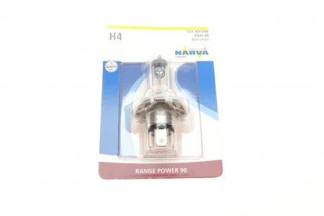 Автолампа H4 12V 60/55W P43t Range Power 90 (блистер/1шт) UA63 NARVA 480034000