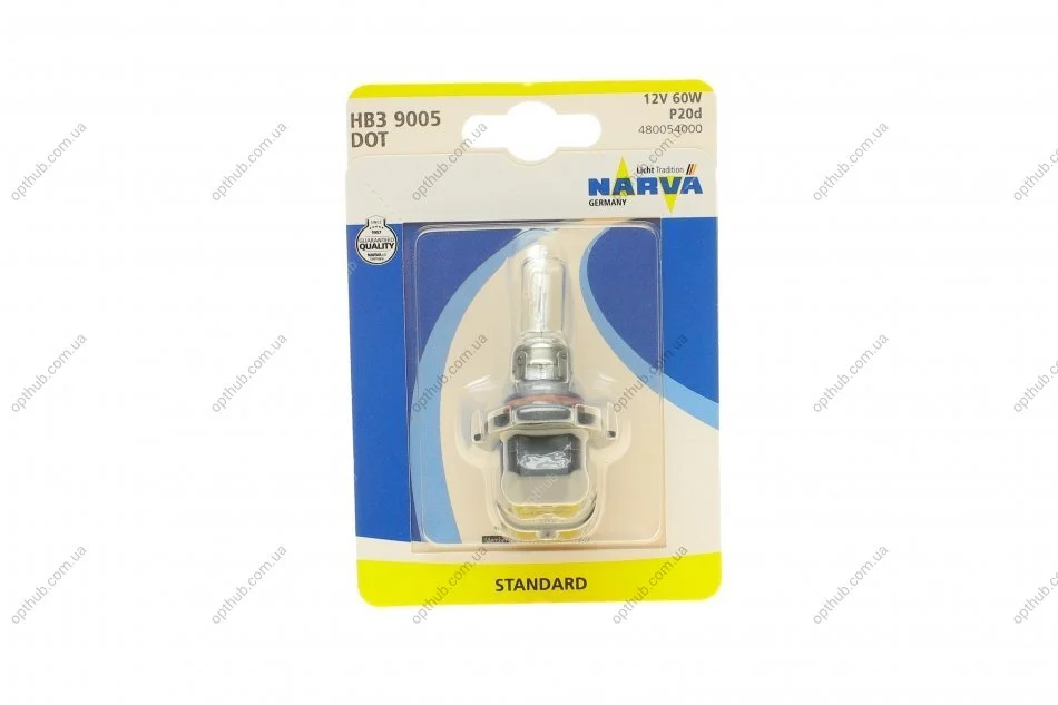 Автолампа HB3/9005 12V 60W P20d (American Types) (блістер/1шт) (opt-om) NARVA 480054000 (фото 1)