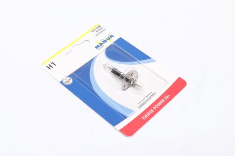 Лампа розжарювання H1 12V 55W P14,5S RANGE POWER +50 (Blister 1шт) NARVA 48334B1
