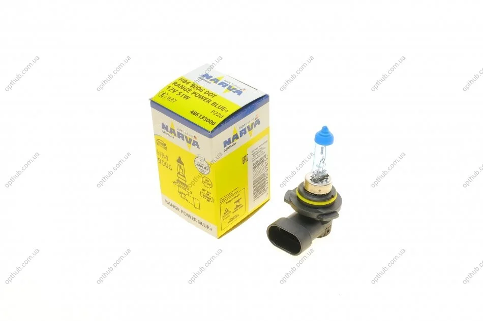 Автолампа HB4/9006 12V 55W P22d Range Power Blue + (3700K) UA63 NARVA 486133000 (фото 1)