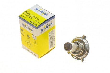 Автолампа H4 12V 60/55W P43t Range Power 50+ (opt-om) NARVA 488613000