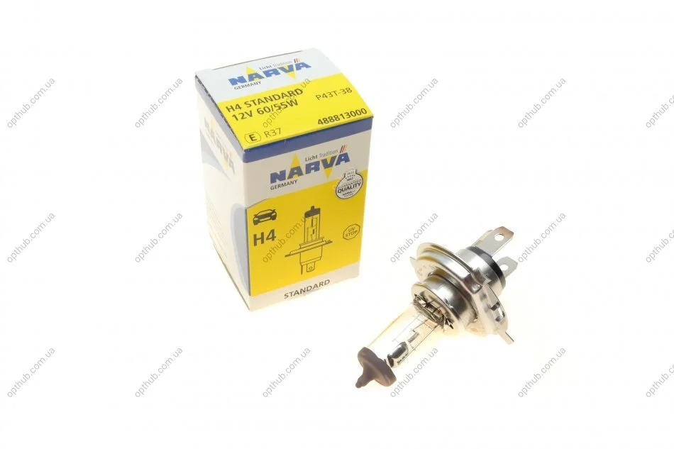 Автолампа H4 12V 60/55W P43t Standard (opt-om) NARVA 488813000 (фото 1)