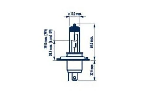 Лампа накаливания H4 12V 60/55W P43t STANDARD blister 1шт (выр-во Narva) NARVA 48881B1