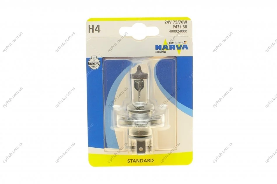 Автолампа H4 24V 75/70W P43t Standard (блістер/ 1шт) (opt-om) NARVA 488924000 (фото 1)