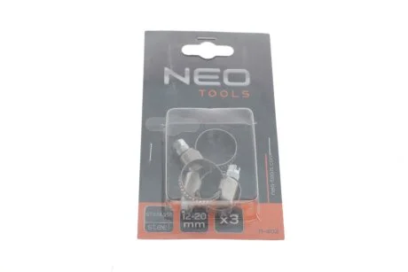 Хомут черв`ячний 12-20/9 мм, W4, 3 шт. Neo-tools 11-402