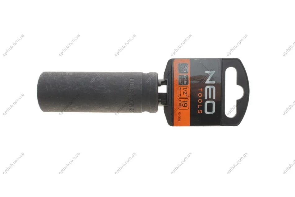 Ударна головка 1/2" довга, 19 мм, Cr-Mo Neo-tools 12-319 (фото 1)