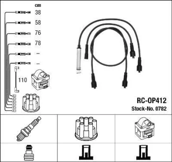 Комплект проводів запалювання OPEL FRONTERA A SPORT, OMEGA A, OMEGA B 1.8/2.0 09.86-12.00 NGK 0782