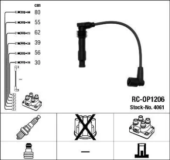 Комплект проводів запалювання OPEL OMEGA B, SINTRA 2.5/3.0 03.94-02.01 NGK 4061