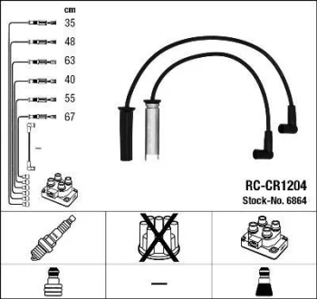 Комплект проводів запалювання CHRYSLER GRAND VOYAGER III, VOYAGER III, VOYAGER IV 3.3/3.8 01.95-08.07 NGK 6864