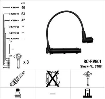 Комплект проводів запалювання LAND ROVER FREELANDER I MG ZS, ZT, ZT- T ROVER 45 I, 75, 75 I 2.0/2.5 02.99-10.06 NGK 7408