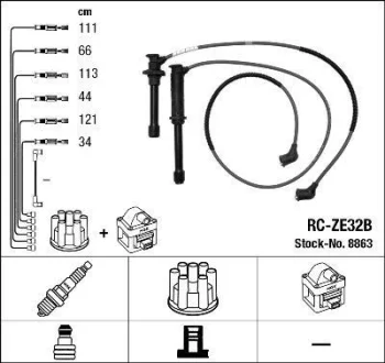 Комплект проводів запалювання FORD USA PROBE II MAZDA 626 IV, MX-6, XEDOS 9 2.5 01.92-09.02 NGK 8863