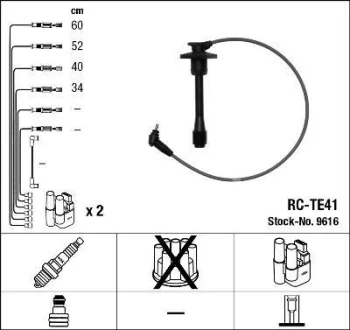 Комплект проводів запалювання TOYOTA CARINA E VI, COROLLA, PASEO, STARLET 1.3-1.6 04.92-02.00 NGK 9616