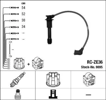 Комплект проводів запалювання MAZDA 323 C V, 323 F V, MX-3 1.6/1.8 05.91-09.98 NGK 9895