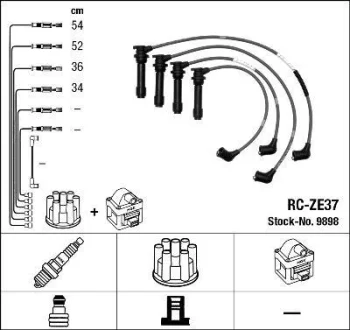 Комплект проводів запалювання MAZDA 323 C V, 323 F V, 323 P V, 323 S V, XEDOS 6 1.5/1.6 01.92-10.99 NGK 9898