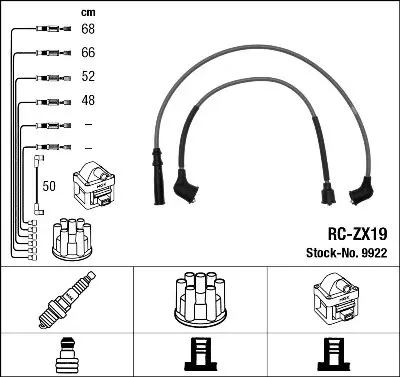 Комплект проводів запалювання FSO POLONEZ I, POLONEZ II MAZDA 323 C IV, 323 C V, 323 F IV, 323 III, 323 S IV, 626 II, MX-3 1.3-2.0 03.83-09.98 NGK 9922 (фото 1)