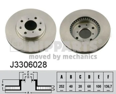 Диск тормозной передний SUZUKI SWIFT 05-. SPLASH 08-. OPEL AGILA 08- NIPPARTS J3306028