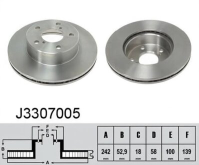Диск гальмівний SUBARU IMPREZA 1.6I 16V 96.12- -ua NIPPARTS J3307005