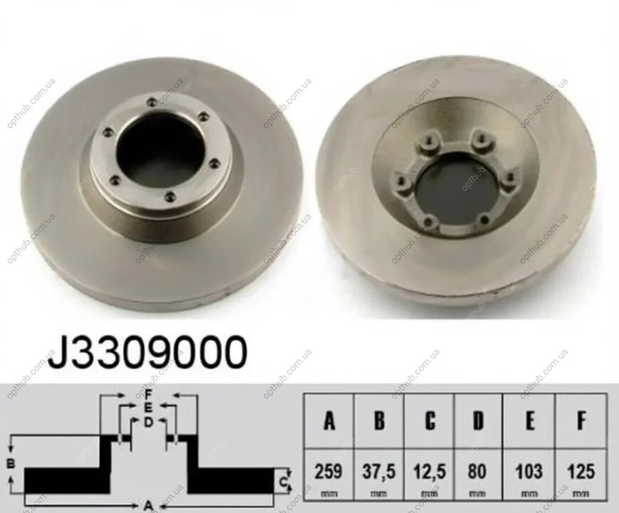 Диск гальмівний ISUZU TROOPER 2.2D 84/05- -ua NIPPARTS J3309000 (фото 1)