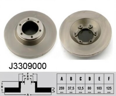 Диск тормозной ISUZU TROOPER 2.2D 84/05- NIPPARTS J3309000