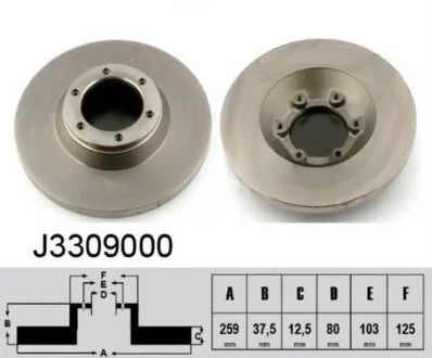 Диск тормозной ISUZU TROOPER 2.2D 84/05- NIPPARTS J3309000
