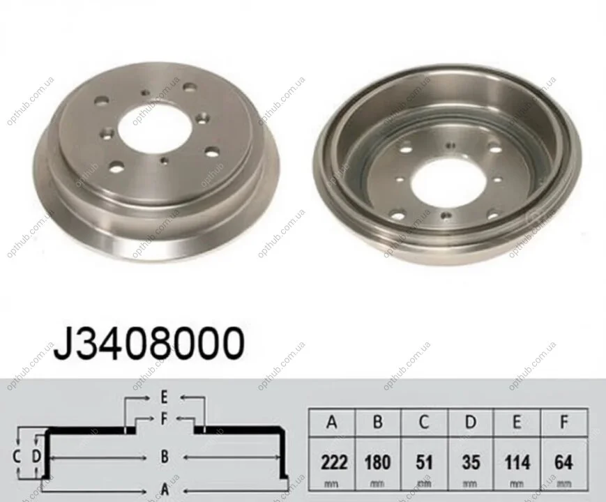 Барабан гальмівний SUZUKI SWIFT SF310, SF310H 1.0-1.3I 91.09-,94.10- -ua NIPPARTS J3408000 (фото 1)