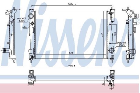 Радіатор cистеми охолодження NISSENS 61915