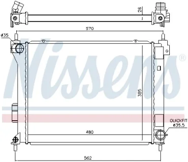 Радіатор охолоджування HYUNDAI I20 (09-) 1.4 CRDI (+) -ua NISSENS 67615