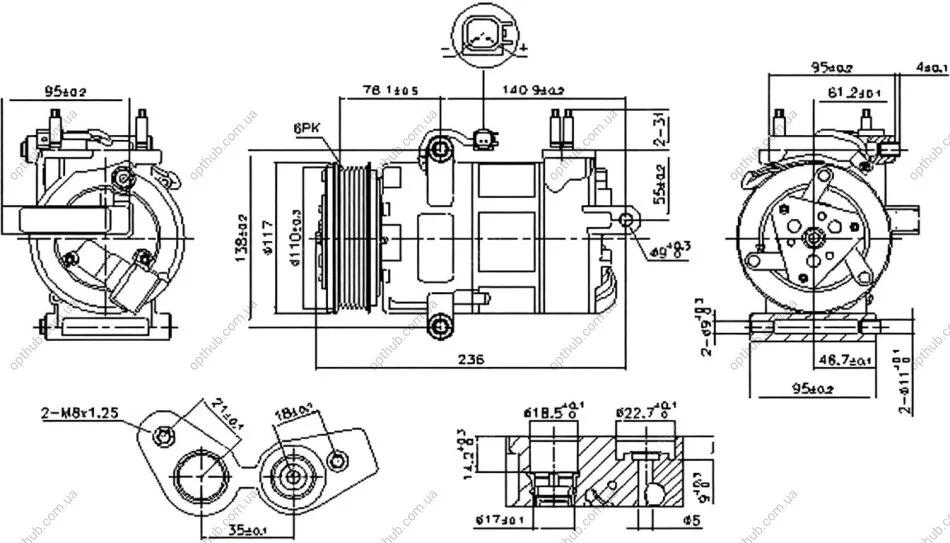 Компресор кондиціонера FORD TRANSIT (TTG) (13-) 2.2 TDCI -ua NISSENS 890217 (фото 1)
