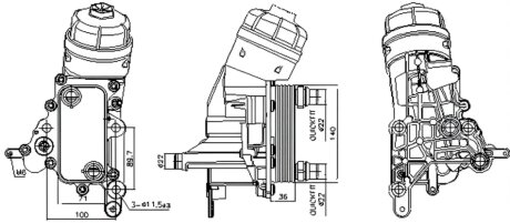 Радіатор масляний з корпусом масляного фільтра NISSENS 91343