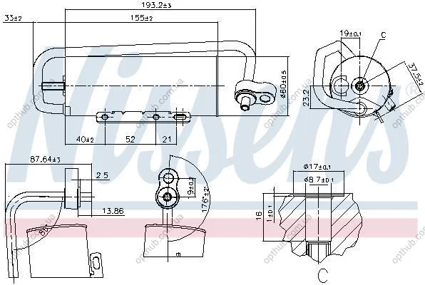 Осушувач кондиціонера OPEL VECTRA C 02- -ua NISSENS 95338 (фото 1)