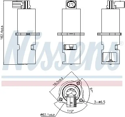 Клапан EGR VOLVO S40 I, V40 DACIA SOLENZA MITSUBISHI CARISMA, SPACE STAR NISSAN ALMERA II, INTERSTAR, PRIMASTAR OPEL MOVANO A, VIVARO A RENAULT CLIO II, ESPACE IV, KANGOO 1.5D/1.9D 08.95- NISSENS 98154 (фото 1)