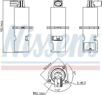 Клапан EGR VOLVO S40 I, V40 DACIA SOLENZA MITSUBISHI CARISMA, SPACE STAR NISSAN ALMERA II, INTERSTAR, PRIMASTAR OPEL MOVANO A, VIVARO A RENAULT CLIO II, ESPACE IV, KANGOO 1.5D/1.9D 08.95- NISSENS 98154