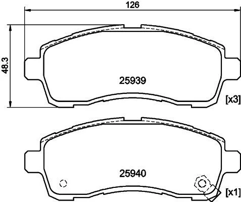 Колодки тормозные дисковые передние Suzuki Swift/Mazda 2/ Daihatsu Materia 1.2, 1.3, 1.5, 1.6 (06-) NISSHINBO NP5029 (фото 1)