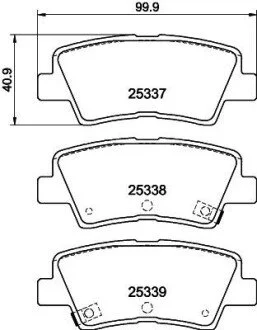 Колодки тормозные дисковые задние Kia Soul/Hyundai Sonata 1.6, 2.0, 2.4, 3.0 (05-) NISSHINBO NP6020