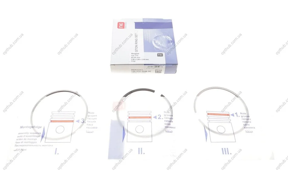 Кильця поршневи MB Sprinter OM642 (83.00mm/STD) (2-2-2) (на 1 поршень) = 8910870000 UA63 NPR 120 010 0046 00 (фото 1)