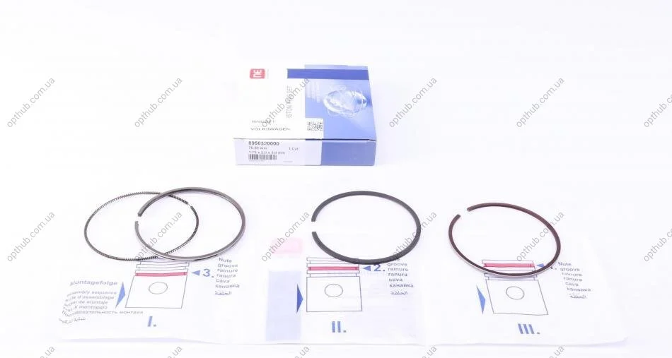 Кільця поршневі VW LT -96/T3/Caddy 1.6D-2.4D -96 (76.50mm/STD) (1.75-2.0-3.0) = 895032000 UA63 NPR 120 050 0029 00 (фото 1)