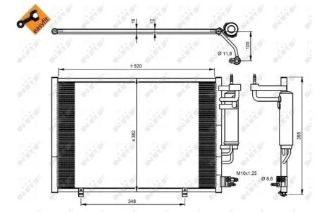 Радиатор кондиционера (с осушителем) Ford Fiesta 1.2-1.6 08- (opt-om) NRF 350205