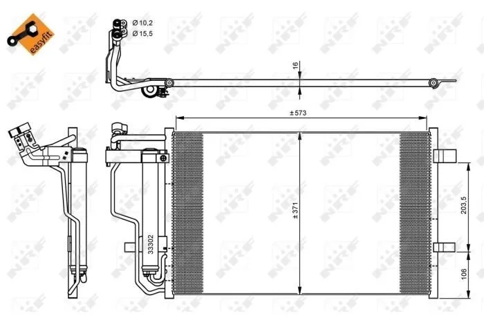 Радиатор кондиционера Mazda 3 1.6-2.0MZR/2.3MPS T 08-14 (opt-om) NRF 35922 (фото 1)