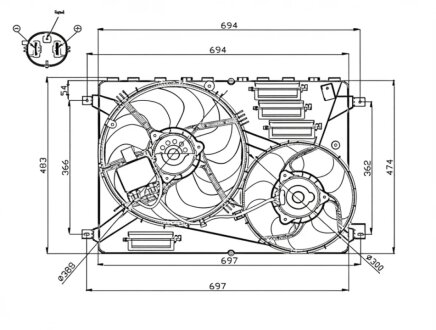 Вентилятор радіатора VOLVO XC60 07/2008> -ua NRF 47754