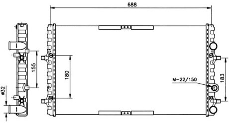 Радіатор охолоджування SEAT CORDOBA 93- NRF 52160
