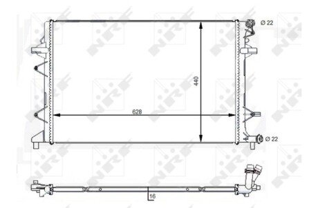 Радіатор охолодження VW Jetta 1.4TSI Hybrid 11- (opt-om) NRF 59118