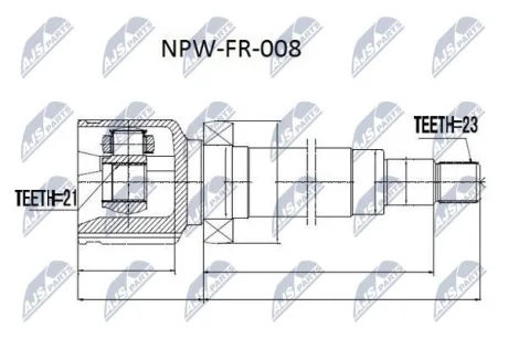 Комплект шарніру приводного валу внутр. правий FORD FOCUS I (вир-во) NTY NPW-FR-008