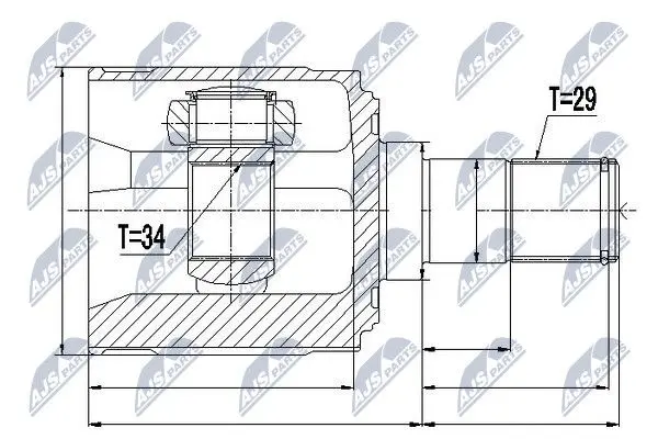 Комплект шарніру приводного валу внутр. лівий HONDA (вир-во) NTY NPW-HD-018 (фото 1)