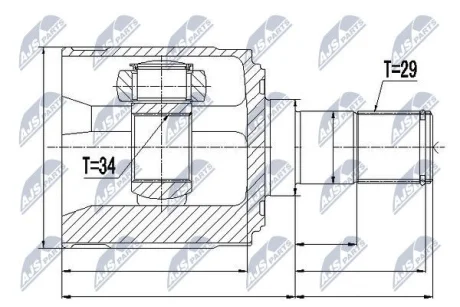 Комплект шарніру приводного валу внутр. лівий HONDA (вир-во) NTY NPW-HD-018